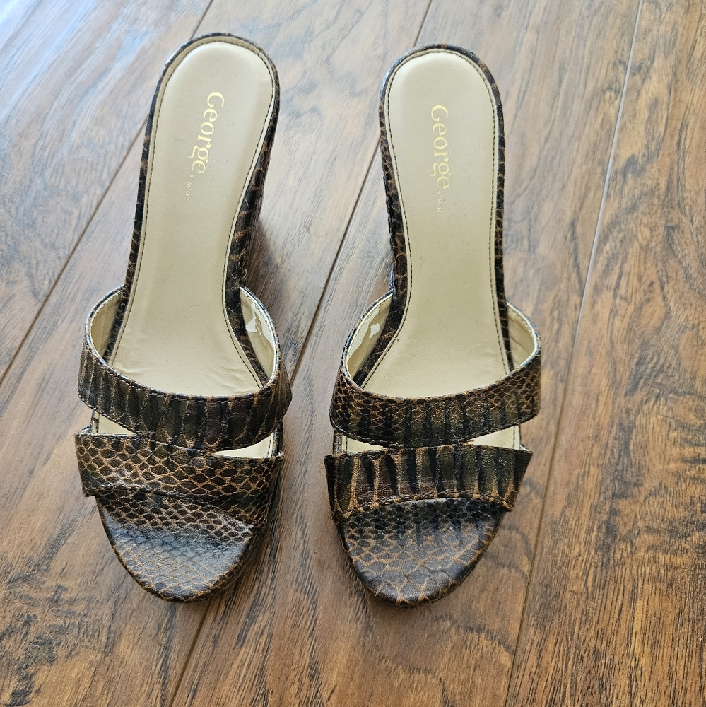 George snakeskin wedge sandals
